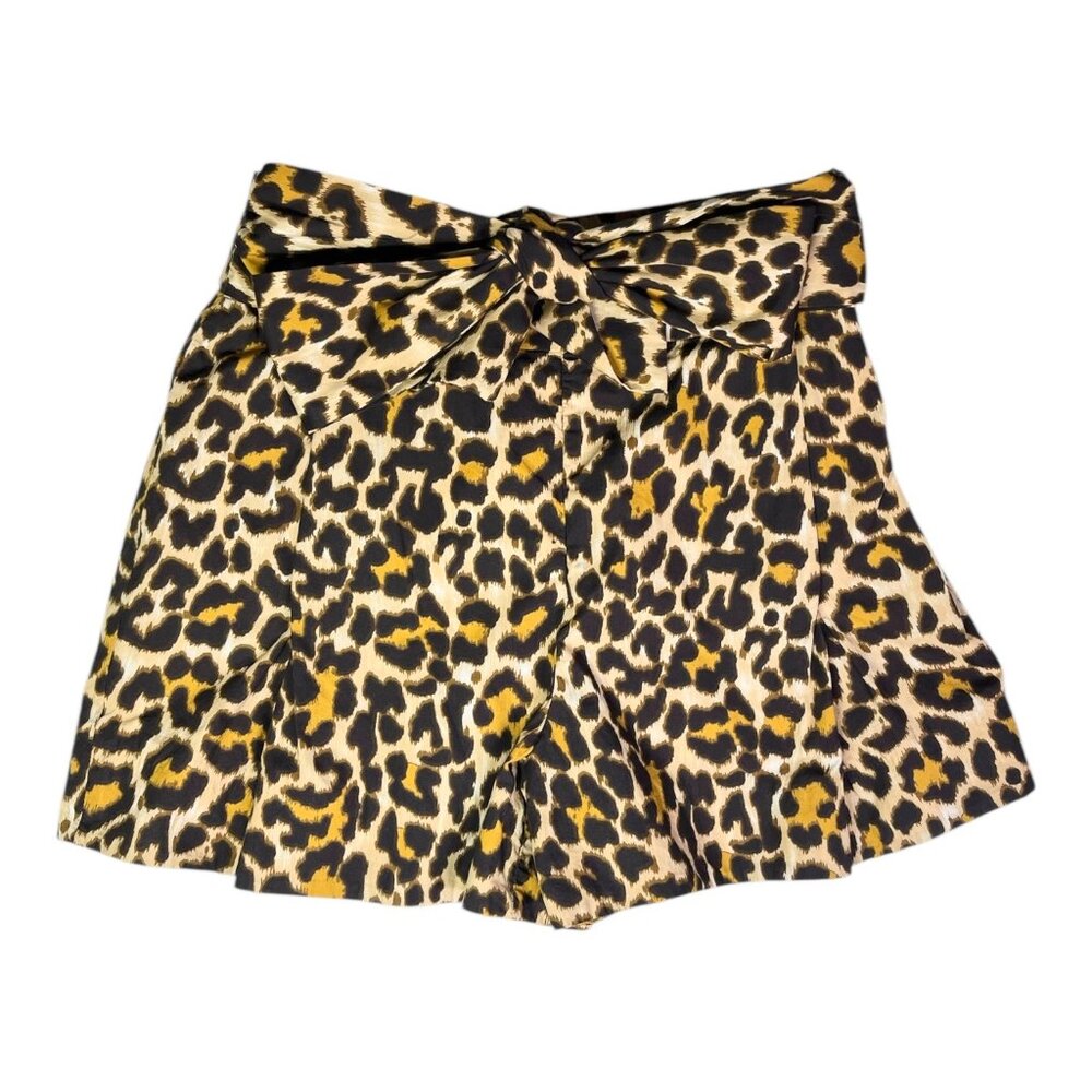 J. Crew Size 6 Cotton Poplin Bow Tie Shorts Leopard Print M0714